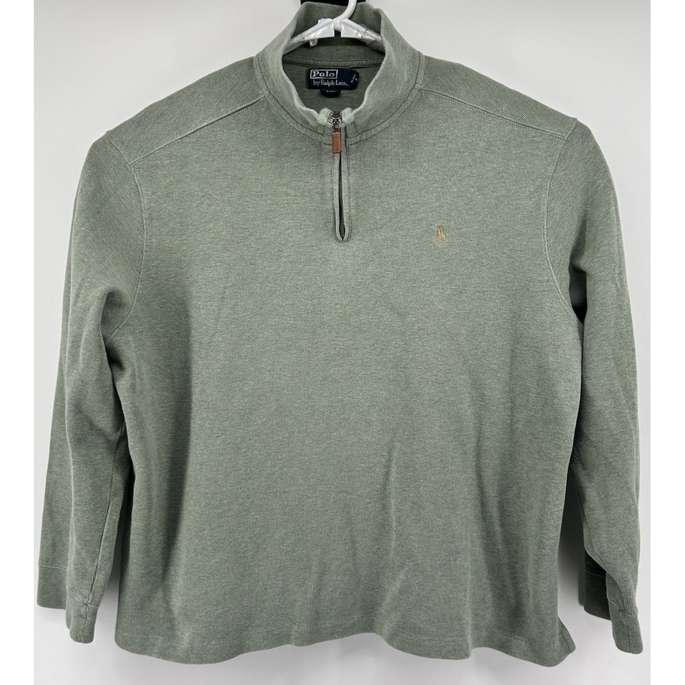 Polo Ralph Lauren Light Green Quarter Zip‎ Cotton Pullover Men's Size 2XL